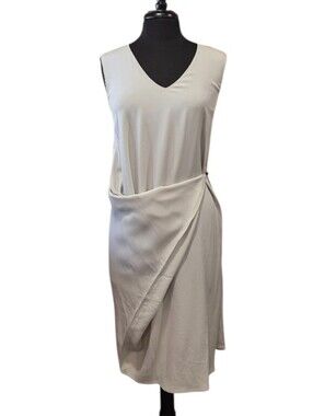 Maison Martin Margiela Holiday Party V-Neck Draped Mini Dress Off White